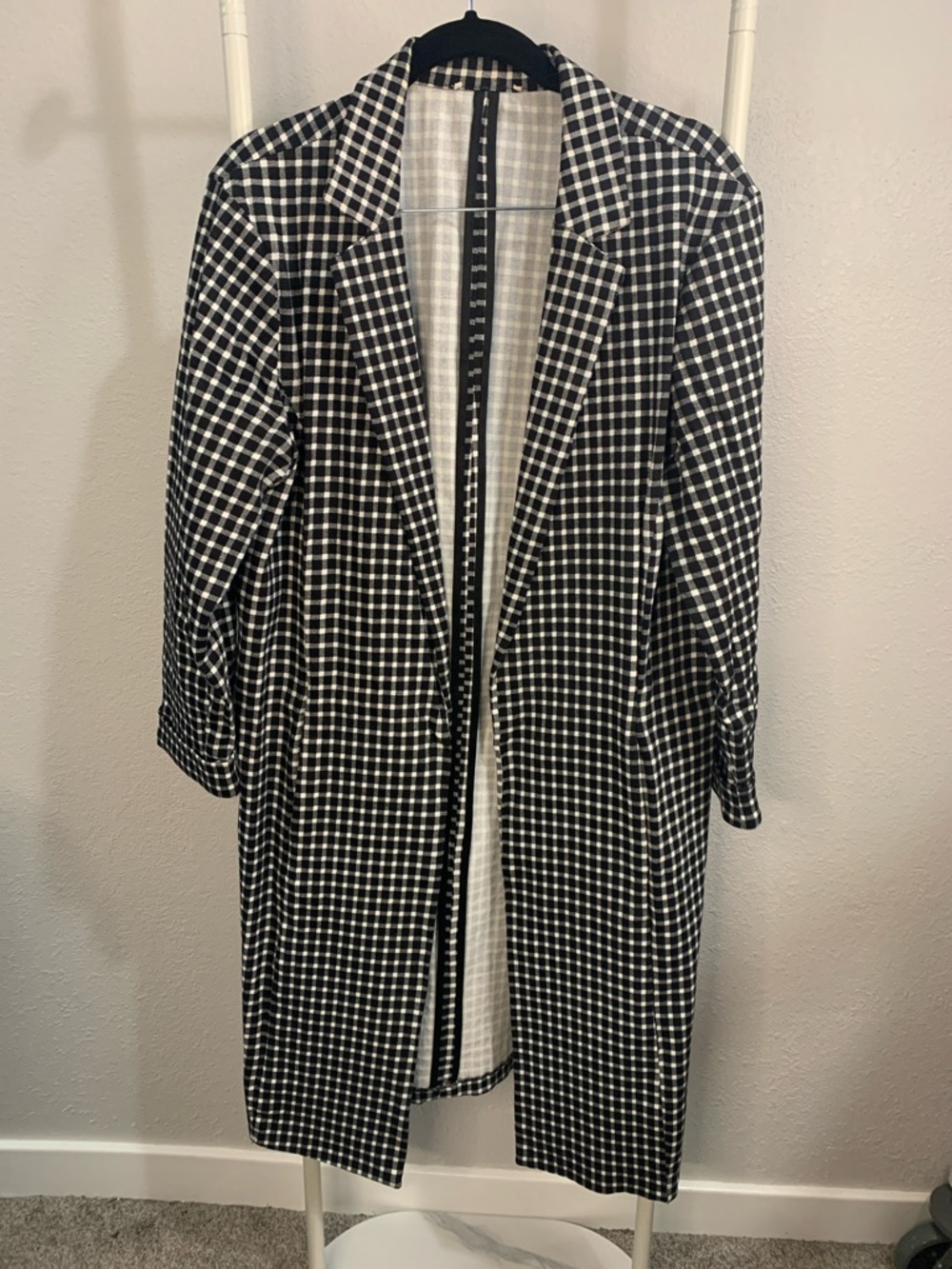 Black & White Gingham Trench Coat